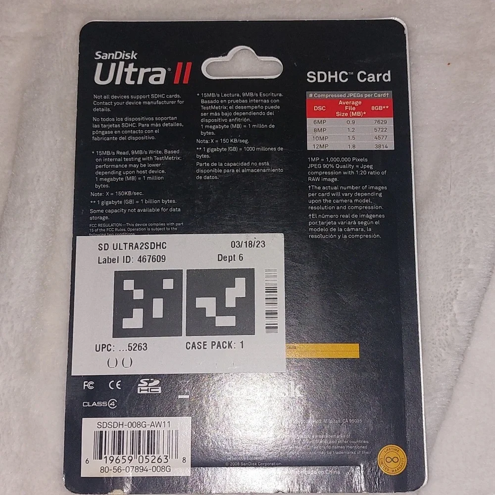 SanDisk Ultra SDHC Card 8gb